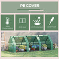 Outsunny 9' X 3' X 3' Portable Mini Greenhouse Outdoor Garden With Large Zipper Doors And Water Uv Pe Cover, Green Green Steel