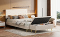 2 Pieces Bedroom Sets Queen Size Upholstered Bed Frame, Modern Corduroy Storage Ottoman,Beige Queen Beige 2 Piece Set Solid Wood Mdf