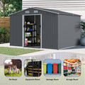 Outdoor Storage Shed 8 X 10 Ft Large Metal Tool Sheds, Heavy Duty Storage House With Sliding Doors With Air Vent For Backyard Patio Lawn To Store Bikes, Tools, Lawnmowers Grey Grey Rectangular None