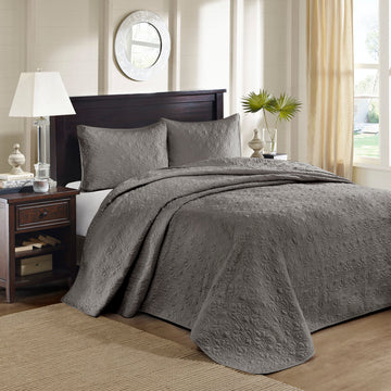 Reversible Bedspread Set Dark Grey Full Dark Grey Cotton