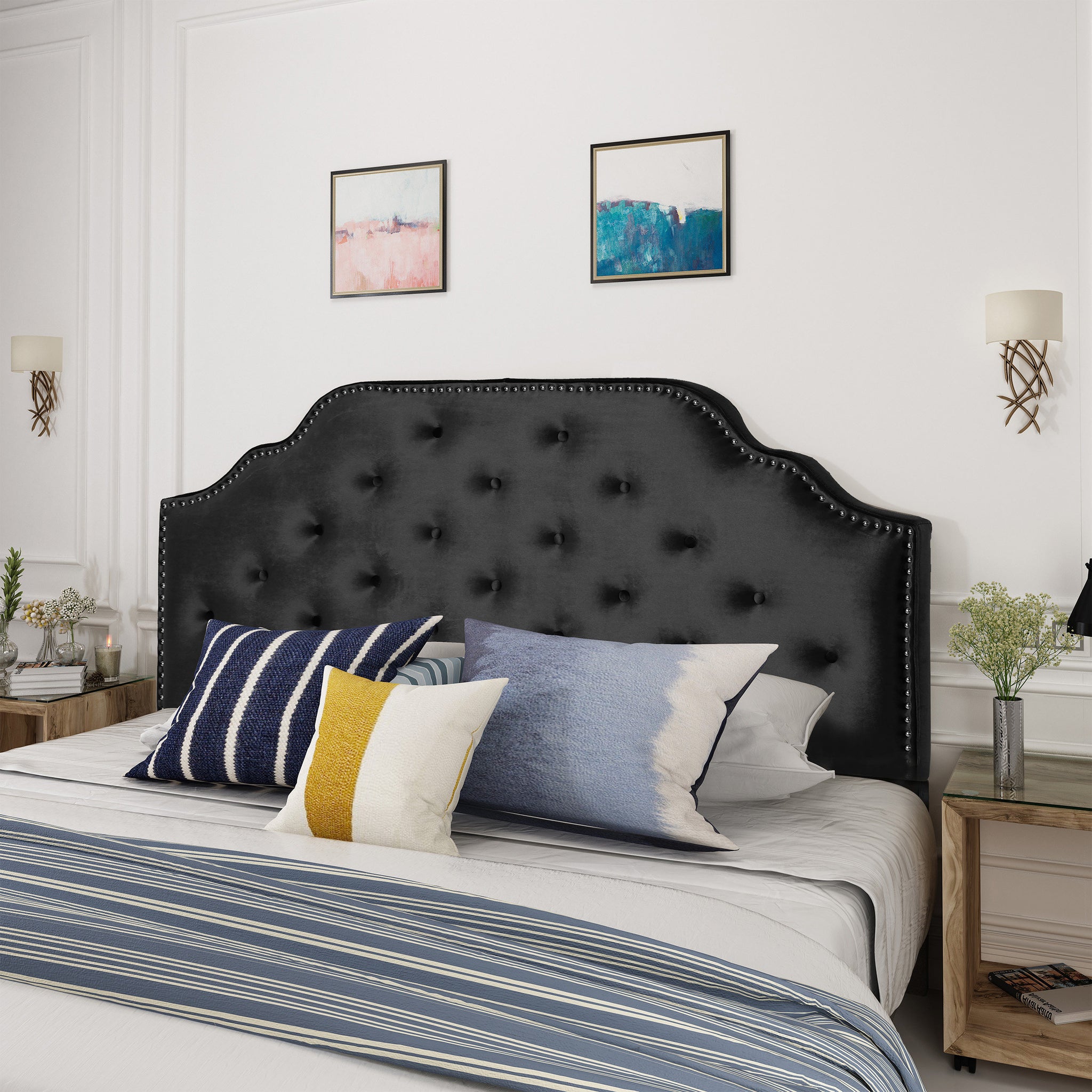 Queen&Full Sized Headboard Queen Black Velvet