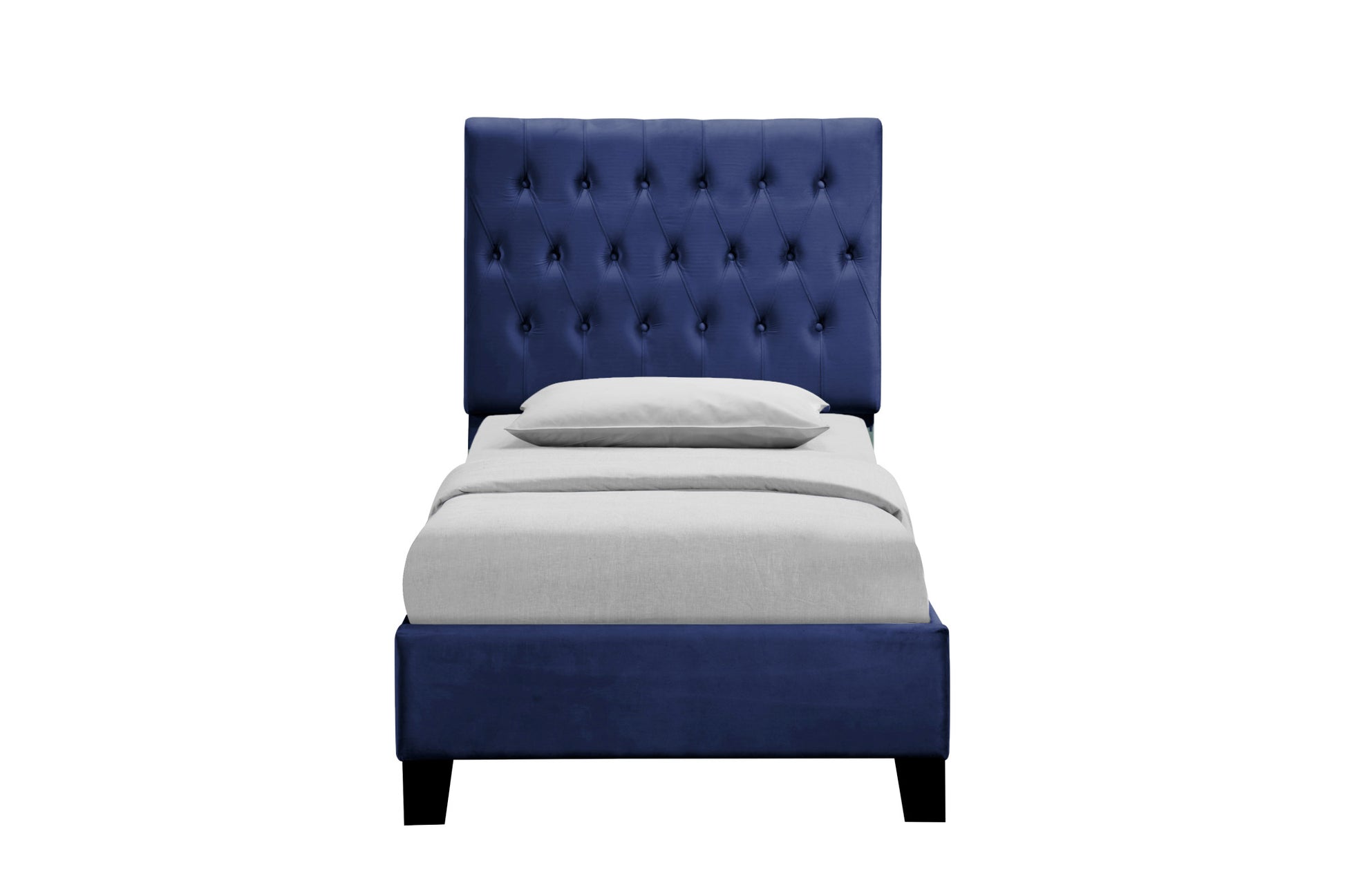 Luma Blue Twin Upholstered Bed Twin Blue Foam Solid Wood