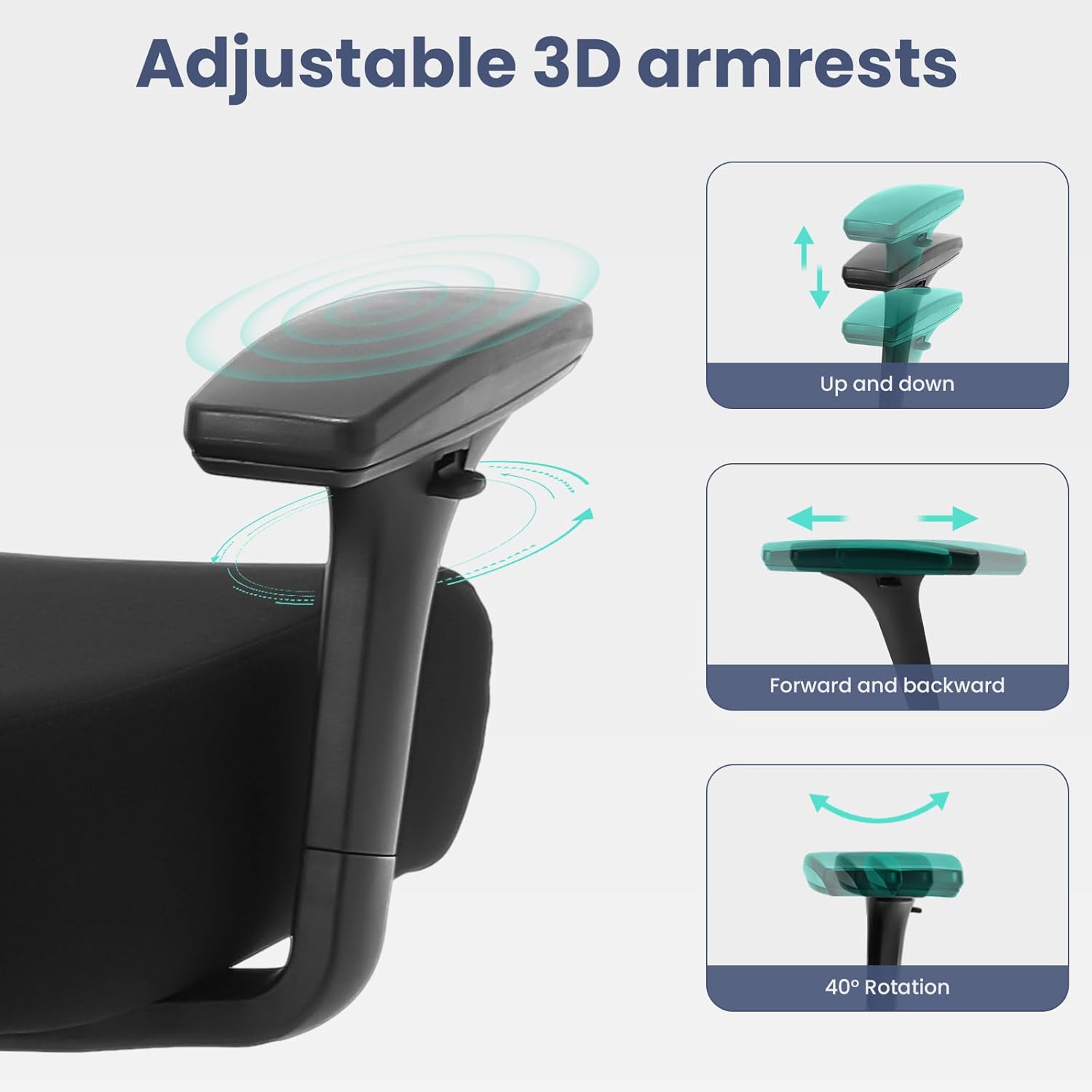 Big And Tall Office Chair 500Lbs Ergonomic Office Chair For Heavy People With 3D Armrest, Quiet Rubber Wheels, Adjustable Lumbar Support And Headrest Heavy Duty Metal Base Mesh Chair Nylon Black