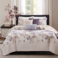 6 Piece Printed Quilt Set With Throw Pillows Taupe Full Queen Full Multicolor Cotton