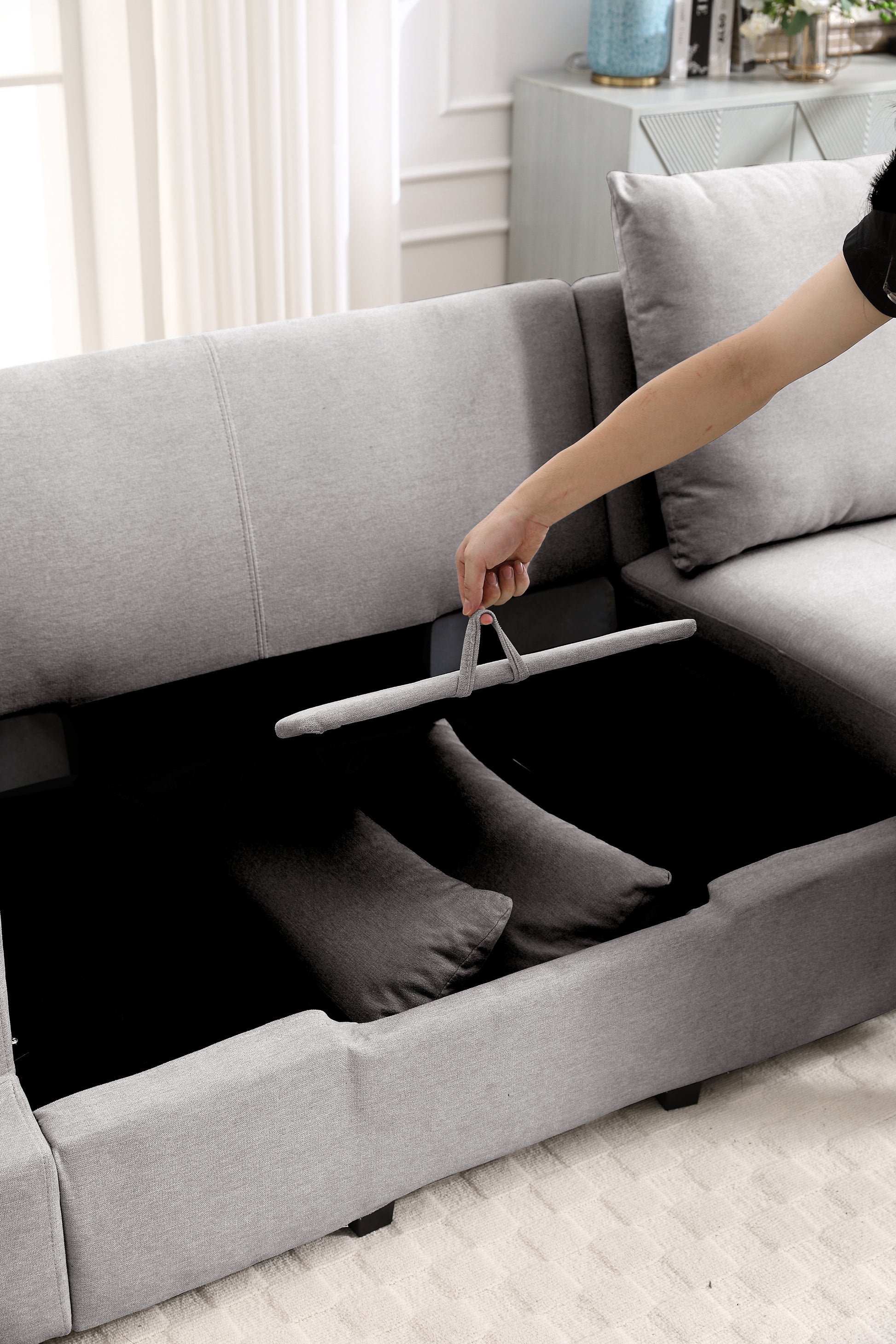 Modern U Shape Modular Sofa, 7 Seat Chenile Sectional Couch Set With 2 Pilows Lncluded, Freely Combinableindoor Funiture For Living Room,Apartment, Office, 3 Colors Dark Grey Chenille Metal Primary Living Space Medium Soft Loose Back Modern Poplar Foam