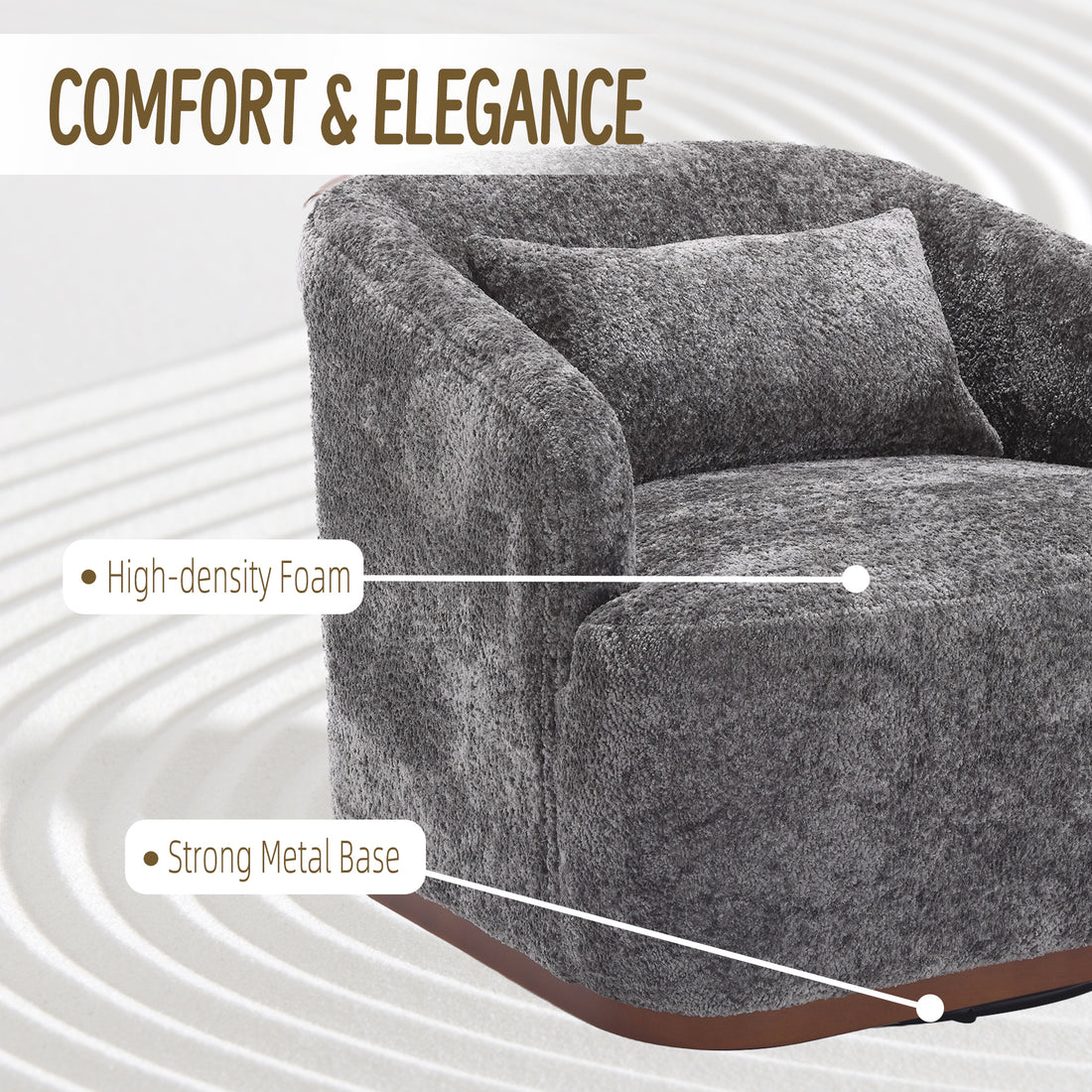 Coolmore Swivel Barrel Chair, Comfy Round Accent Sofa Chair For Living Room, 360 Degree Swivel Barrel Club Chair, Leisure Arm Chair For Nursery, Hotel, Bedroom, Office, Lounge Gray Gray Primary Living Space Foam Chenille