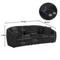 United We Win Corduroy Fabric, Two Cup Holders, Storage, Oversized Two Seat, Solid Wood Frame, High Quality Sponge Filling, Curved Placement Sofa Black Corduroy 2 Seat