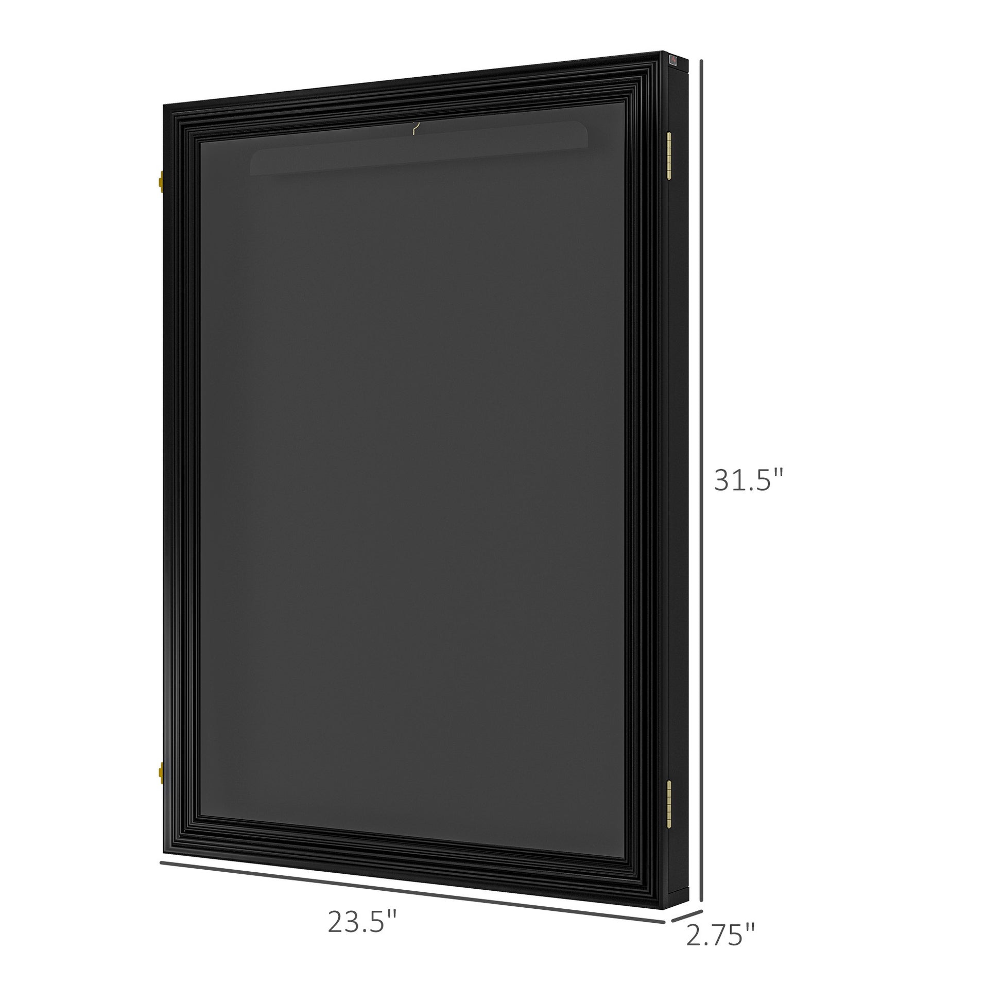 Homcom 24" X 32" Jersey Frame Display Case, Uv Resistant Jersey Shadow Box With 2 Keys, Hanger, Black Black Mdf