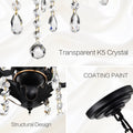 Classic Vintage Crystal Candle Chandeliers Lighting, 5 Lights Pendant Ceiling Fixture Lamp 5*E12*Max40W, No Include Bulb Chandelier For Living Room Dining Room Bedroom Hall Balcony Matte Black Gold Matte Black American Design,Luxury,Modern,Vintage Metal