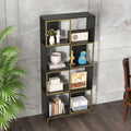 4 Tier Storage Shelves, Bookcase Display Storage Shelf Corner Shelf For Small Space, Living Room Black Gold Primary Living Space Metal,Particle Board