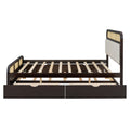 Queen Size Wooden Platform Bed With Trundle And 2 Drawers,Espresso Queen Espresso Solid Wood Mdf