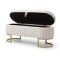 Storage Bench Bedroom Bench, Velvet Oval Upholstered End Of Bed Bench With Golden Metal Legs,50