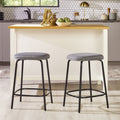 Modern Simple Counter Stool With Upholstered Seat, Set Of 2, Charcoal Charcoal Grey Foam Steel