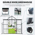 8X10Ft Double Door Polycarbonate Greenhouse Raised Base And Anchor Aluminum Heavy Duty Walk In Greenhouses For Outdoor Backyard In All Season,Black Black Aluminium