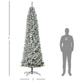 Homcom 9Ft Pre Lit Snow Flocked Slim Douglas Fir Artificial Christmas Tree With Realistic Branches, 550 Led Lights And 988 Tips Green Pvc