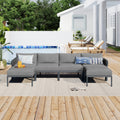 6 Pieces Aluminum Patio Furniture Set, Modern Metal Outdoor Conversation Set Sectional Sofa With Removable Olefin Extra Thick Cushions 5.9