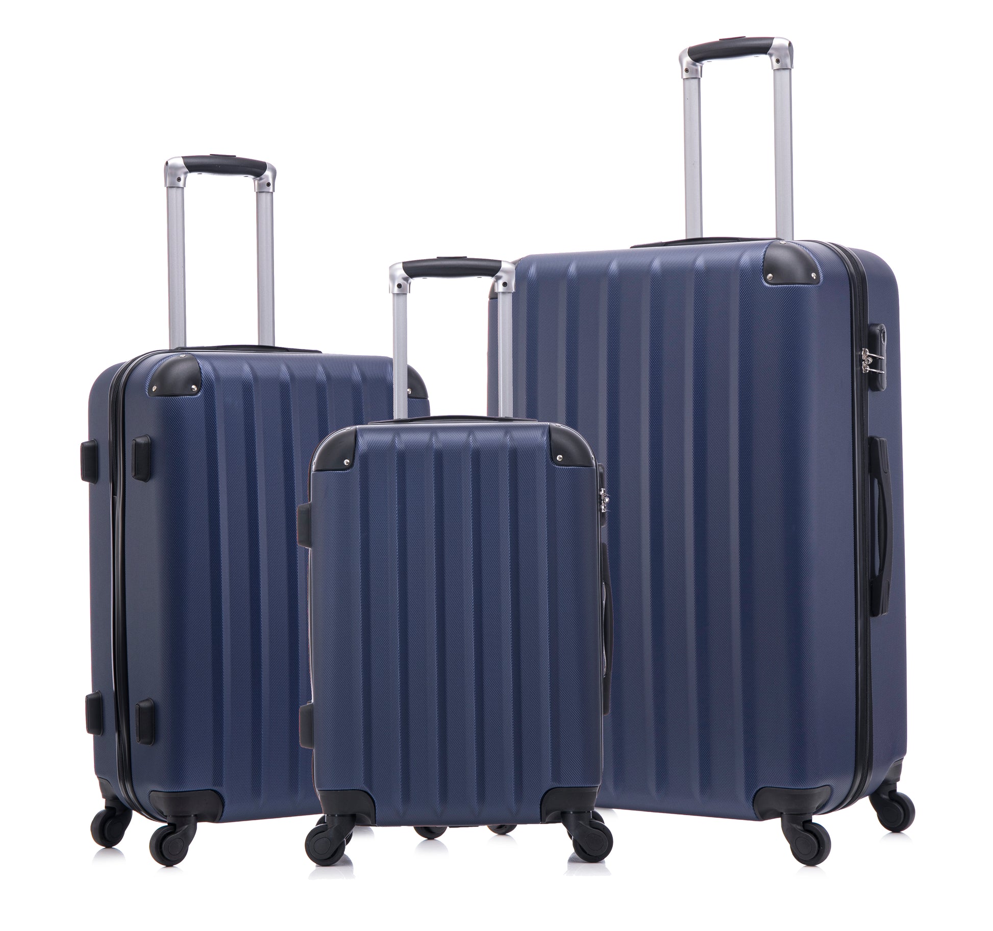 3 Piece Abs Hard Luggage Set With Universal Wheels And Password Lock, 20 24 28 Inch Blue Blue Abs