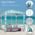 Outsunny Quick Beach Cabana Canopy Umbrella, 6.5' Easy Assembly Sun Shade Shelter With Sandbags And Carry Bag, Cool Uv50 Fits Kids & Family, Green Coconut Palm Colorful Polyester