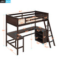 Twin Size Loft Bed With Shelves And Desk, Wooden Loft Bed With Desk Espresso Old Sku:Lt000537Aap Twin Espresso Solid Wood