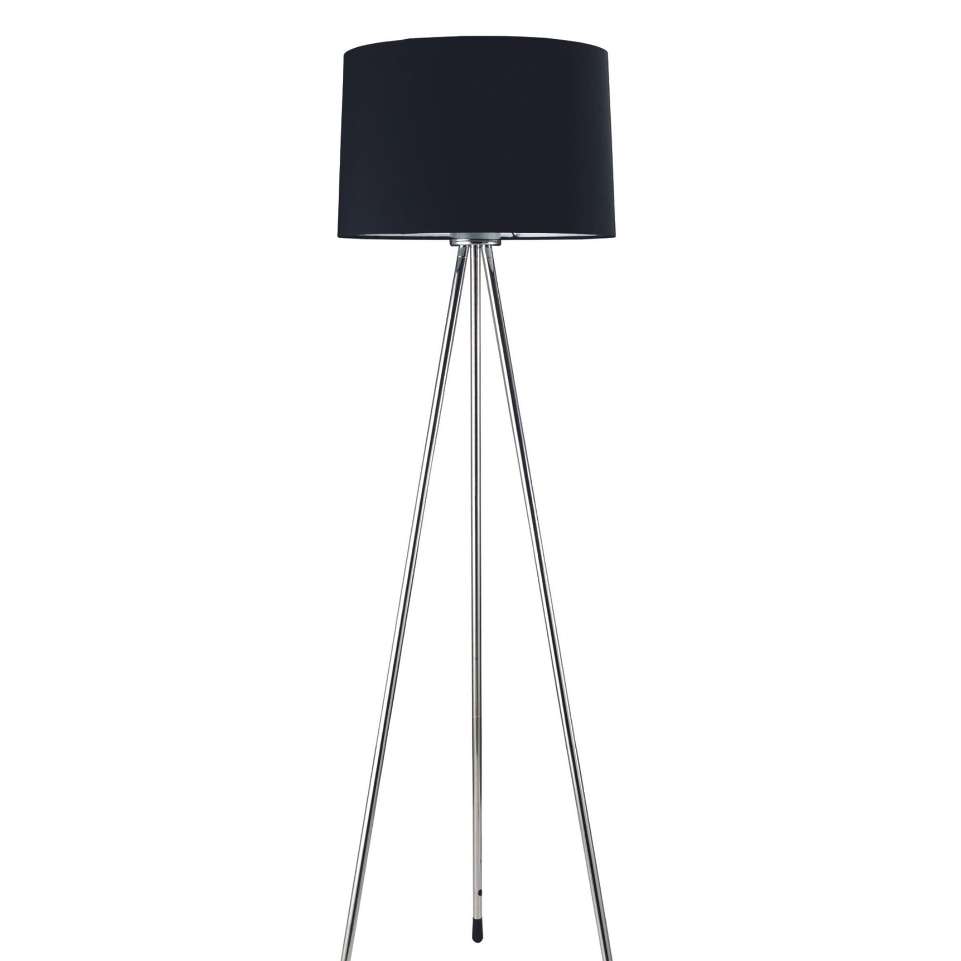 59" Tall Metal Floor Lamp With Black Finish, Contemporary Design Black Metal