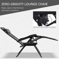 Outsunny Zero Gravity Chair Set With Side Table, Folding Reclining Chair With Cupholders & Pillows, Adjustable Lounge Chair For Pool, Backyard, Lawn, Beach, Gray Grey Steel