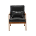 Coolmore Modern Accent Chair, Solid Wood Padding Lounge Armchairs With One Pillow For Living Room, Bedroom, Guest Room Black Pu Black Pu Brown Primary Living Space Modern Rubberwood Foam Pu Leather