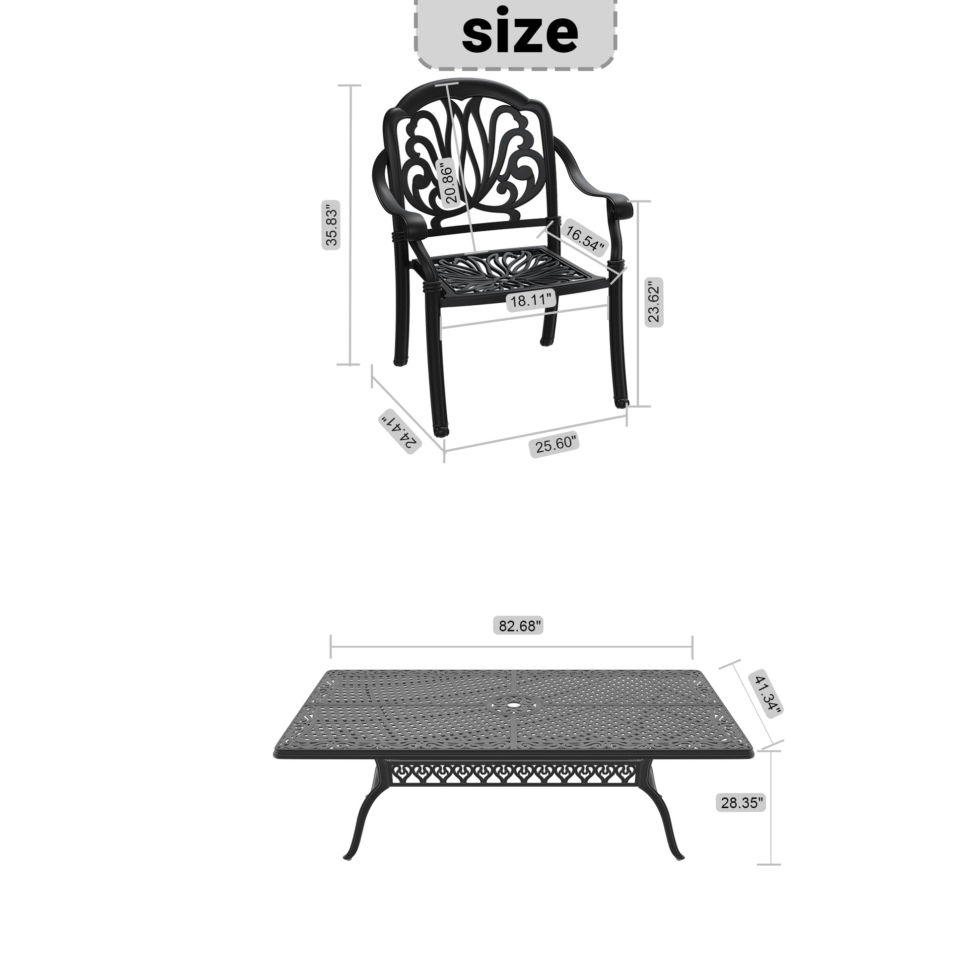 Cushions In Random Colors 9 Piece Set Of Cast Aluminum Patio Furniture With Cushions Yes Dining Set Black Seats 8 Rust Resistant Frame Water Resistant Cushion Garden & Outdoor Complete Patio Sets Aluminium