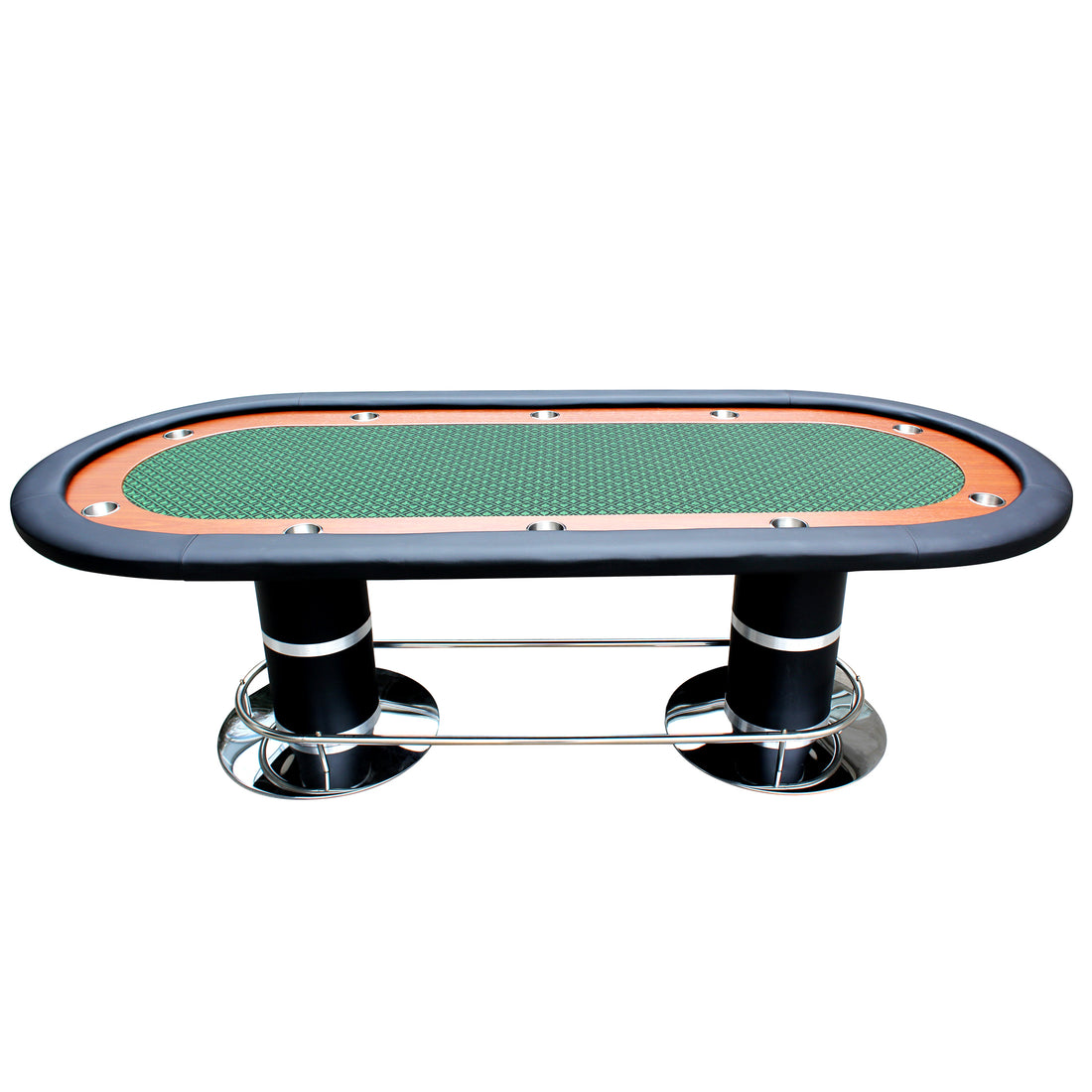 96" 10 Poker Table For 10 Players Casino Games With Speed Cloth Felt Pedestal Base Cup Holders Green Green Primary Living Space Modern Wood Stainless Steel