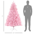 Homcom 6Ft Tall Artificial Christmas Tree Holiday D Cor With 1000 Branches, Auto Open, Steel Base, Wide Shape, Pink Pink Plastic