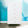 White 5 Drawer Chest With Single Handles White Bedroom Contemporary Particle Board Mdf