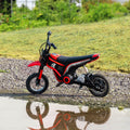 Aosom Electric Dirt Bike With Twist Grip Throttle, 24V 350W Off Road Electric Motorcycle, Up To 15 Mph With Brake, Music Horn, Rear Suspension For Ages 13 Years, Red Red Plastic