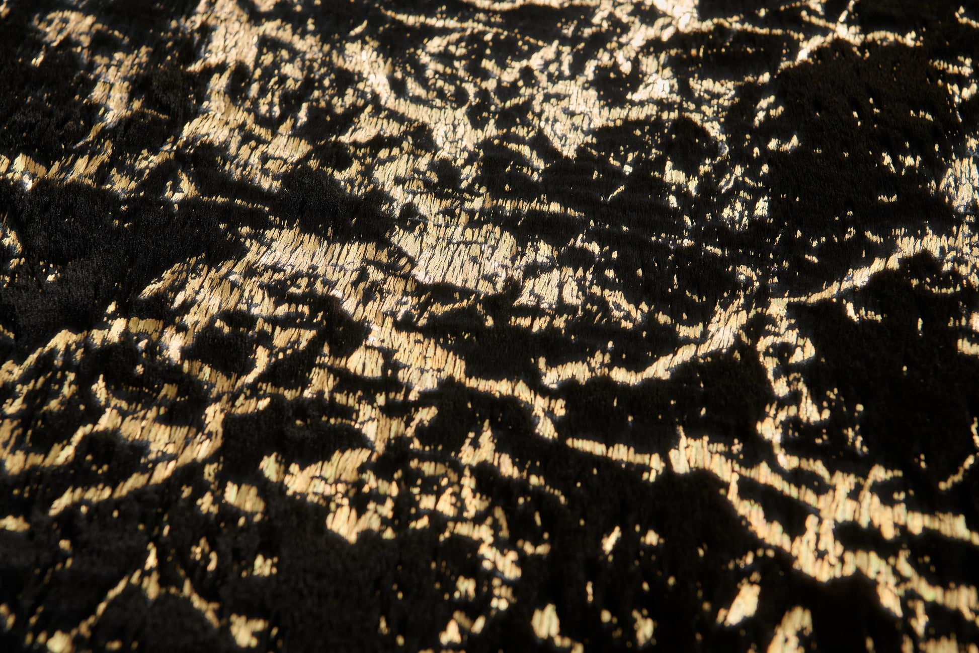 Luxury Machine Washable Black Abstract Gold Gilded Chinchilla Faux Fur Area Rug Black Gold Polyester