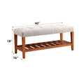 Charla Light Gray Fabric & Oak Finish Bench Gray Fabric,Synthetic Wood
