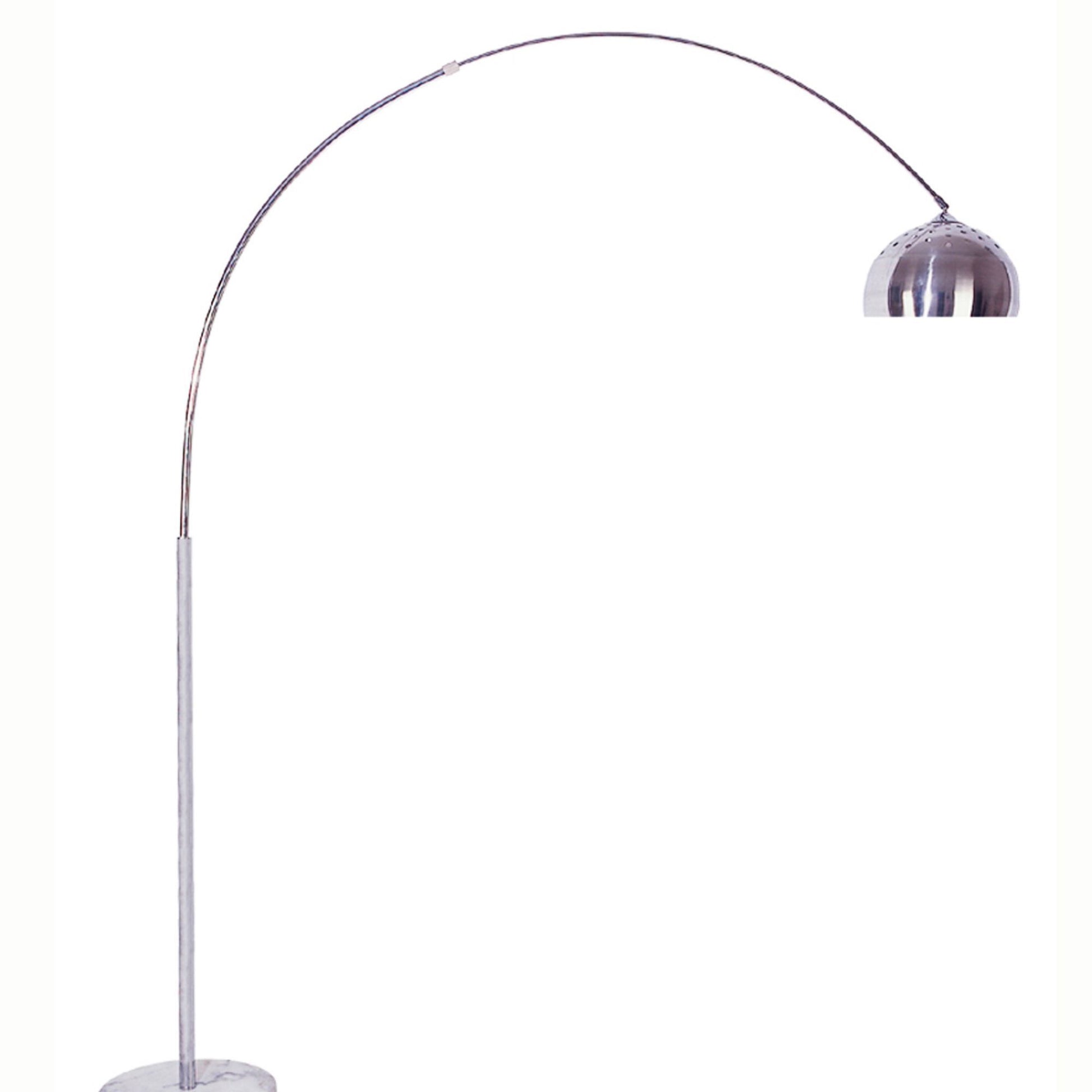 85" Tall Metal Floor Lamp With White Marble Base, Arch Design White Metal