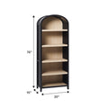 Modern 5 Shelf Open Arched Bookshelf Black Black Mdf Mdf