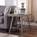 Weathered Oak And Sandy Black End Table With Shelf Set Of 2 Oak Primary Living Space Rustic,Vintage Pine Shelves Wood Metal