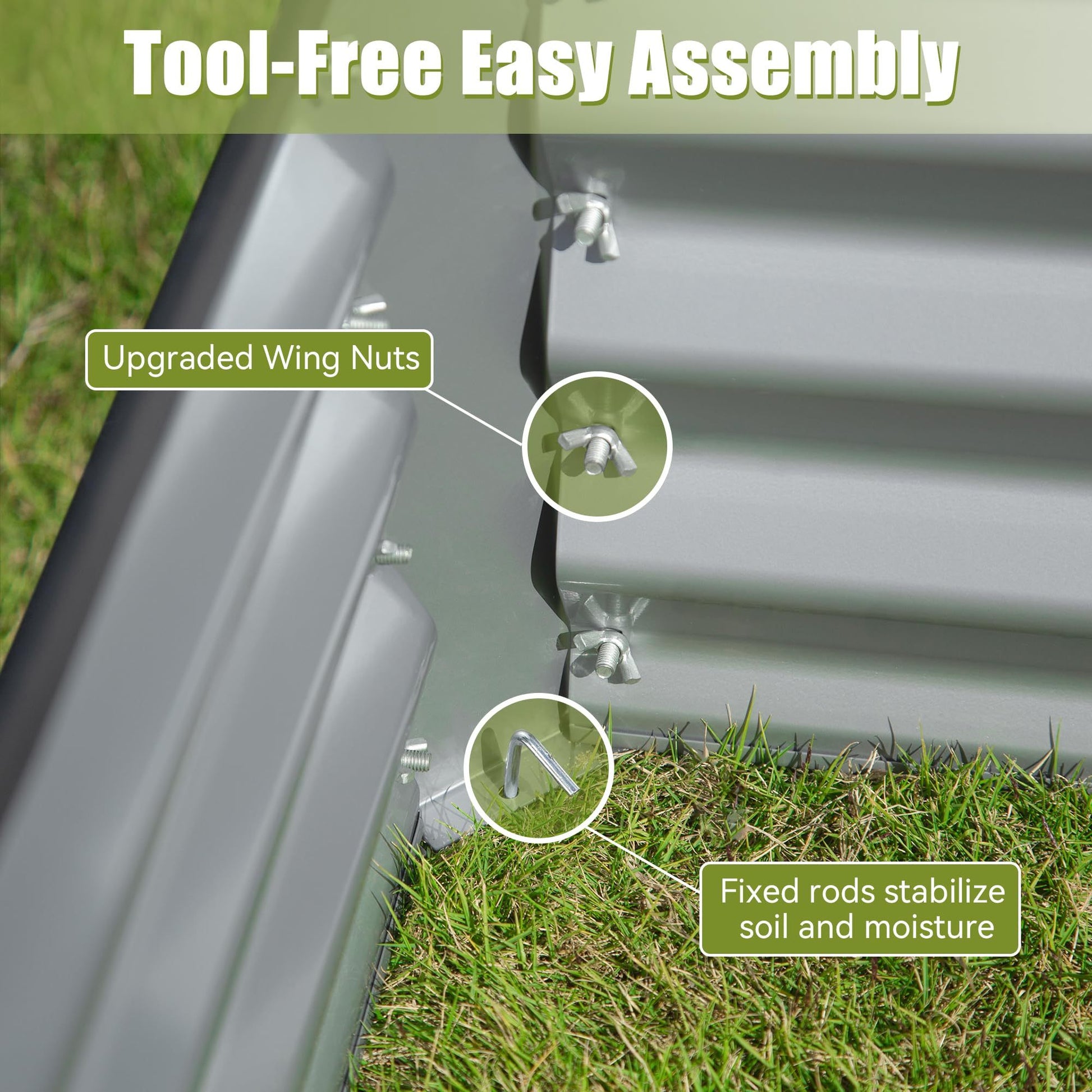 8X4X2 Ft Galvanized Raised Garden Bed, Outdoor Planter Garden Boxes Large Metal Planter Box For Gardening Vegetables Fruits Flowers,Silver Silver Garden & Outdoor Steel