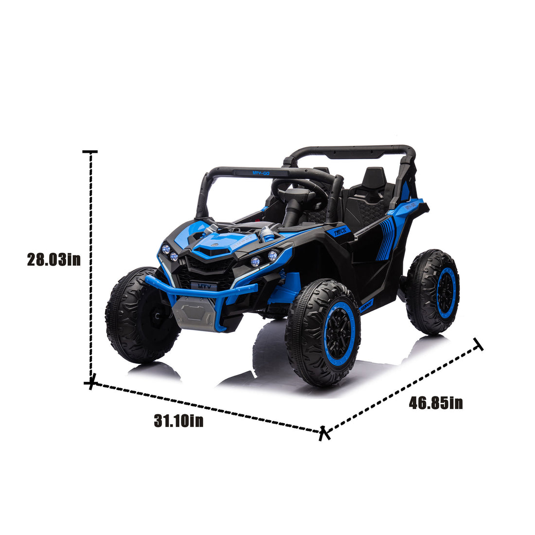 24V Two Seater Kids Ride On Utv W Parents Remote Control,Four Wheel Suspension,Slow Start,Large Wheel Design,Anti Collision Bar,Storage Space,Music,Usb,Bluetooth,Volume Control,Led Lights For Kids 3 . Blue 100 149 Lbs Polypropylene