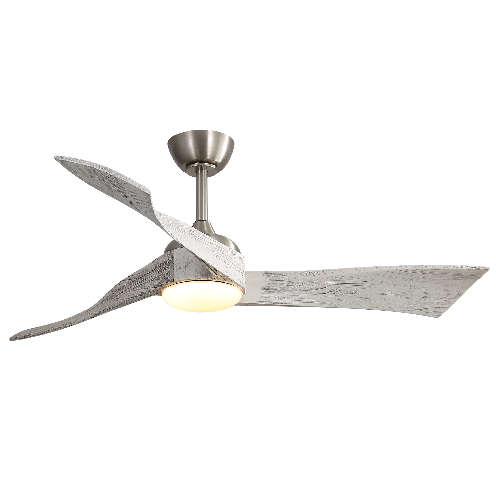 52 Inch Brushed Nickel Ceiling Fan Light With 6 Speed Remote Energy Saving Dc Motor Brushed Nickel Metal & Wood