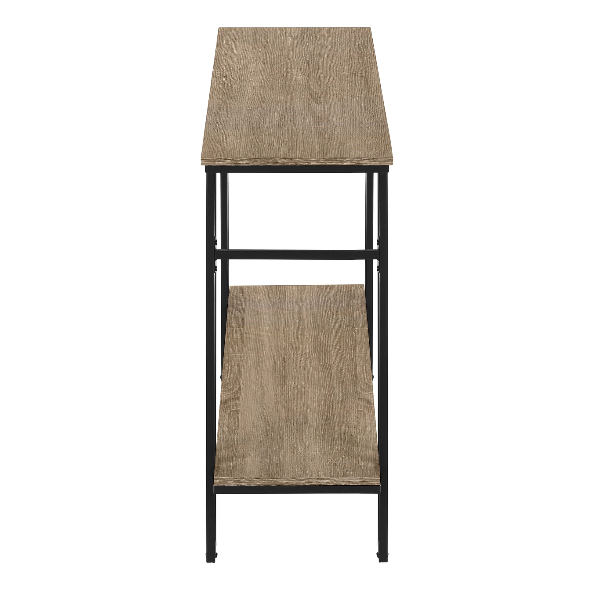 Accent Table, Console, Entryway, Narrow, Sofa, Living Room, Bedroom, Brown Laminate, Black Metal, Contemporary, Modern Taupe Metal