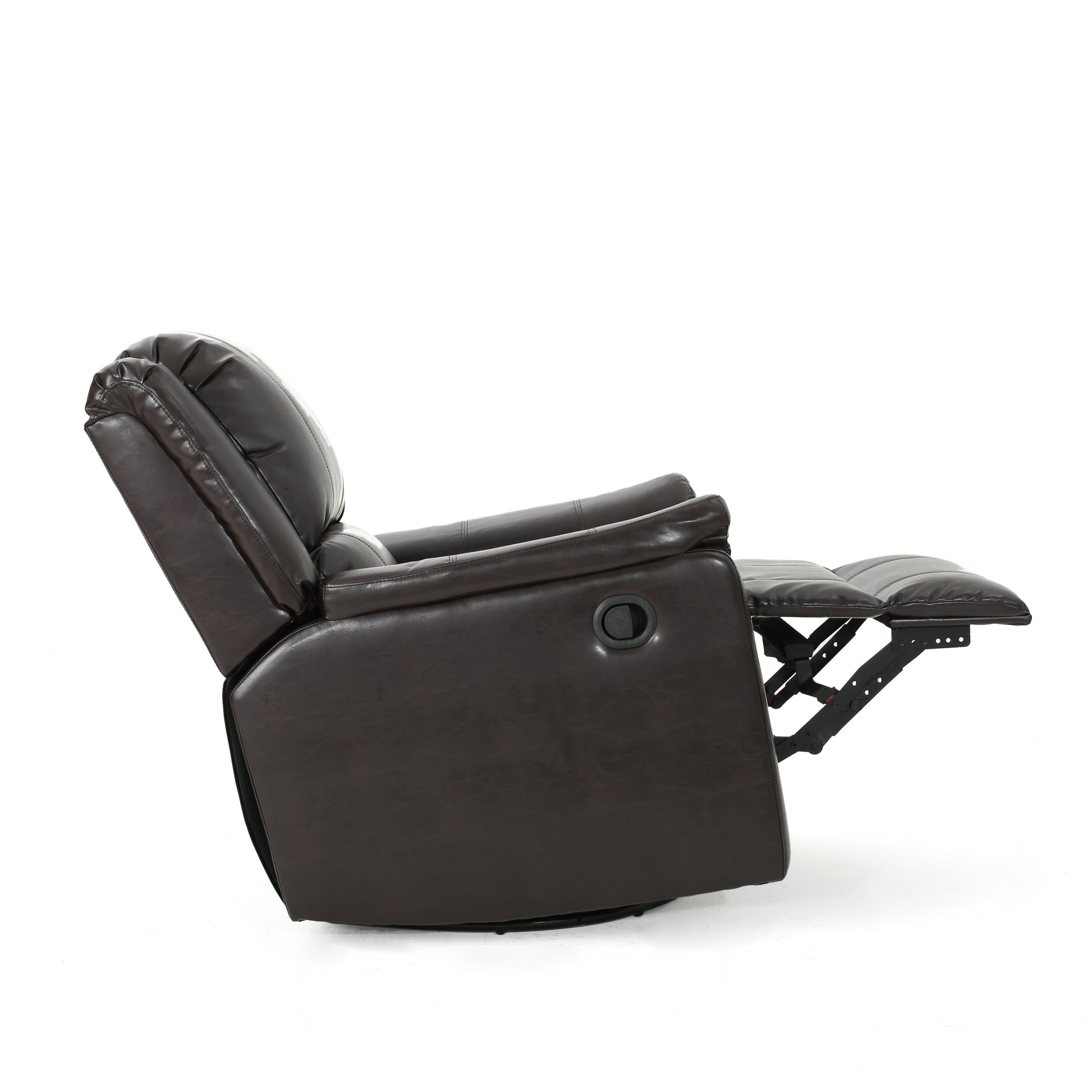 Brown Pu Glider Recliner With Swivel, Manual Reclining Chair Brown Pu