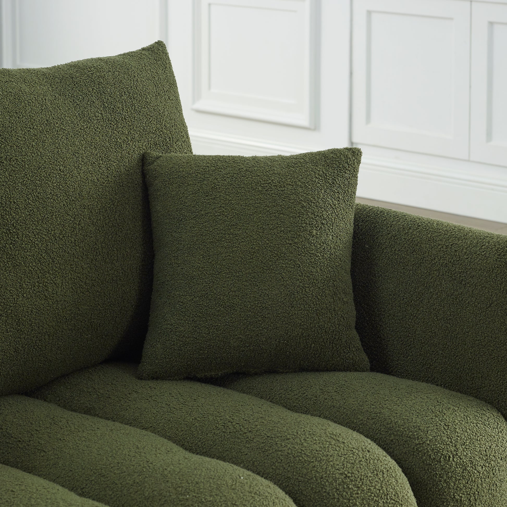3 Seater 3 Seater Combo Sofa Modern Living Room Sofa, Teddy Sofa, Wooden Frame, 6 Cushions, Apartment Sofa Furniture Green Wood Primary Living Space Pine Foam Fabric 6 Seat