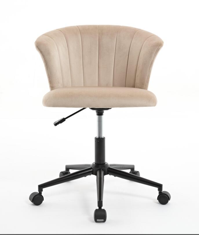 Home Office Chair, Velvet Fabric Swivel Flower Shape Computer Desk Chair For Home Office Or Bedroom Camel Foam Polyester Blend