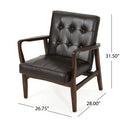Club Chair, Mid Century Modern Faux Leather Club Chair With Wood Frame Brown Pu