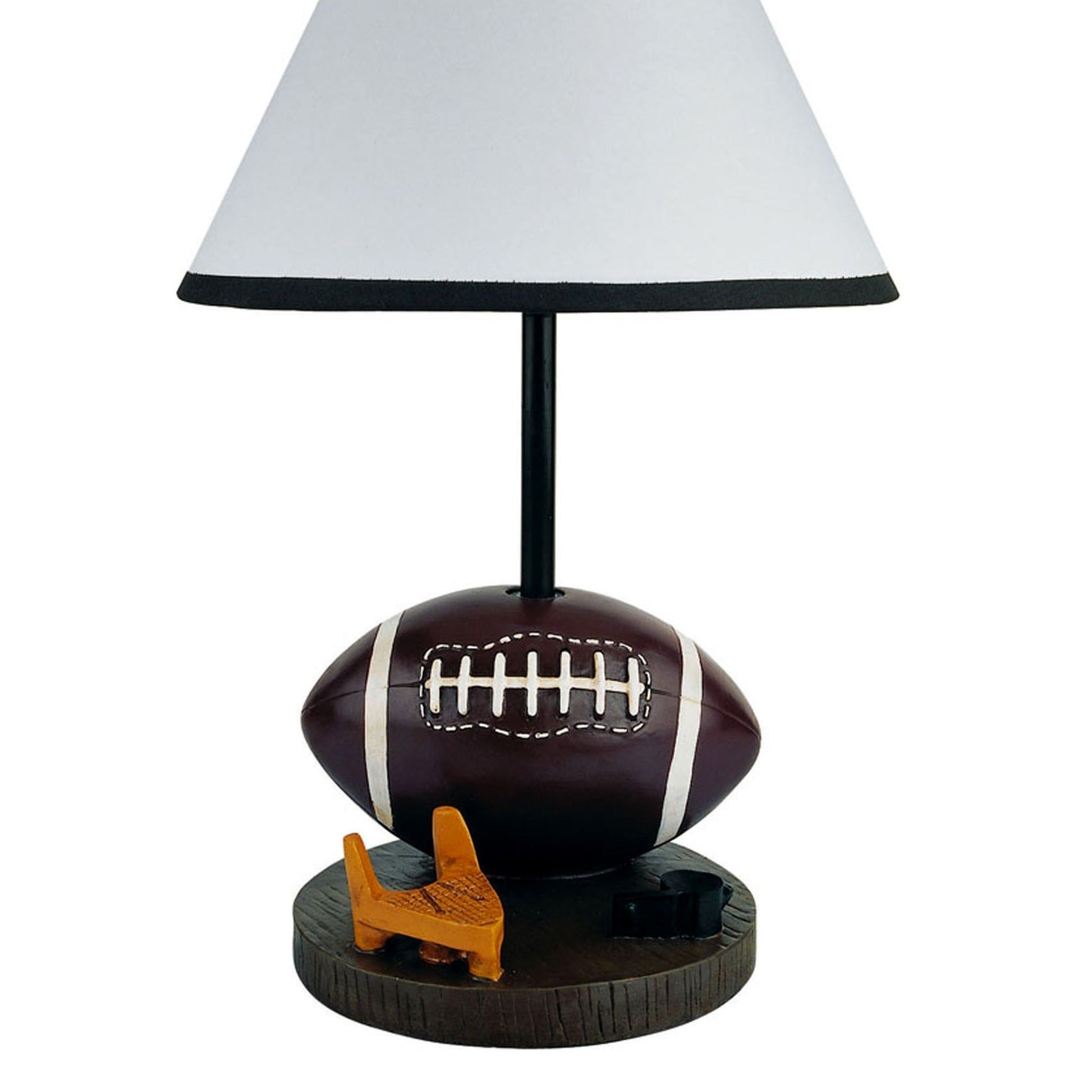 15" Tall Polyresin Accent Table Lamp, Football Shaped, Cone Linen Shade Multicolor Polyresin