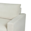 96 Inch Modern Sofa, Pillow Back, Track Style Arms, White Fabric Upholstery White Wood 4 Seat