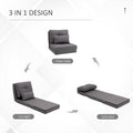 Homcom 2 In 1 Floor Lazy Sofa With 5 Position Adjustable Backrest, Dark Gray Dark Grey Linen