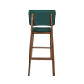 Rubberwood Upholstered Barstool With Fabric Seats Set Of 2 , Dark Green, And Walnut Finish Frame Rubberwood Dark Green,Walnut Light Brown Dining Room Foam Wipe Clean Square Bar Stools Rubberwood Set