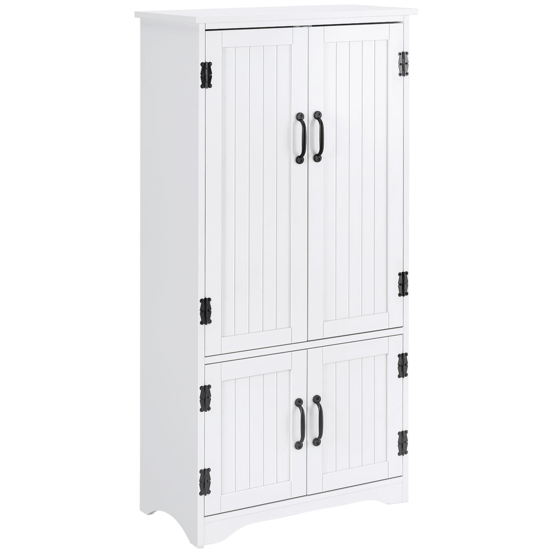 Homcom 48.5" Farmhouse Kitchen Pantry, Floor Storage Cabinet, Cupboard Organizer, White White Mdf