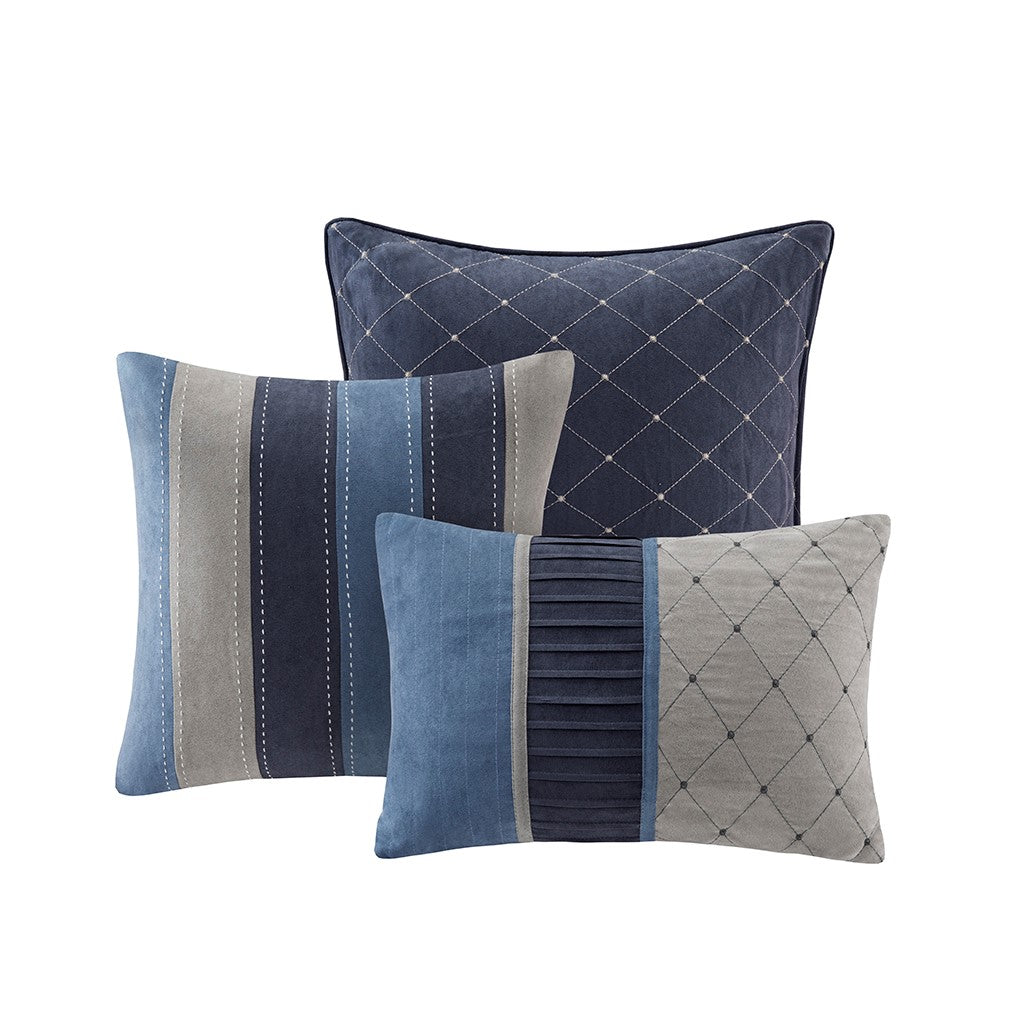 7 Piece Microsuede Comforter Set Navy King King Navy Polyester